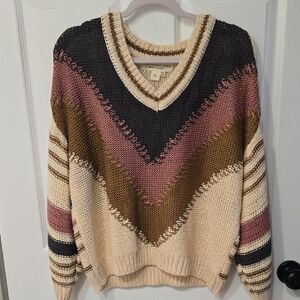 Saltwater Luxe Colorful Chevron Knit Sweater Xl
